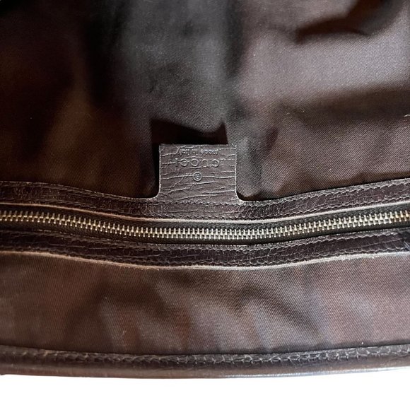 Authentic Gucci Shoulder Bag Brown Canvas Used GG Handbag Vintage - Picture 10 of 13